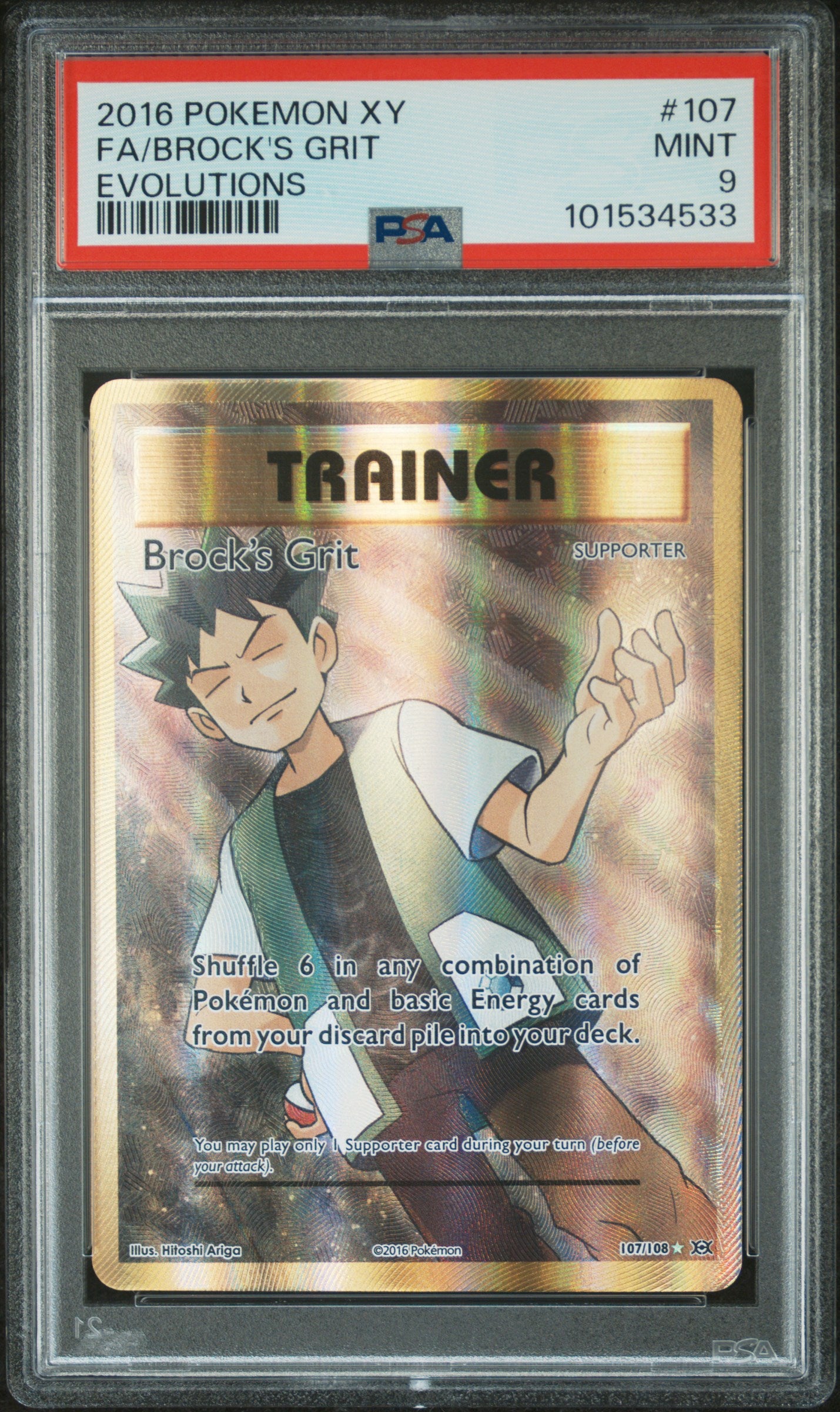 Brock's Grit (Full Art) #107/108 Evolutions Ultra Rare Holofoil PSA 9