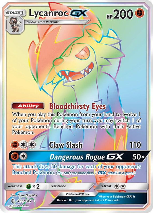 Lycanroc GX (Secret) Guardians Rising Pokemon Card