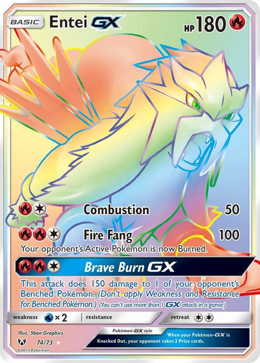 Entei GX (Secret) Shining Legends Pokemon Card