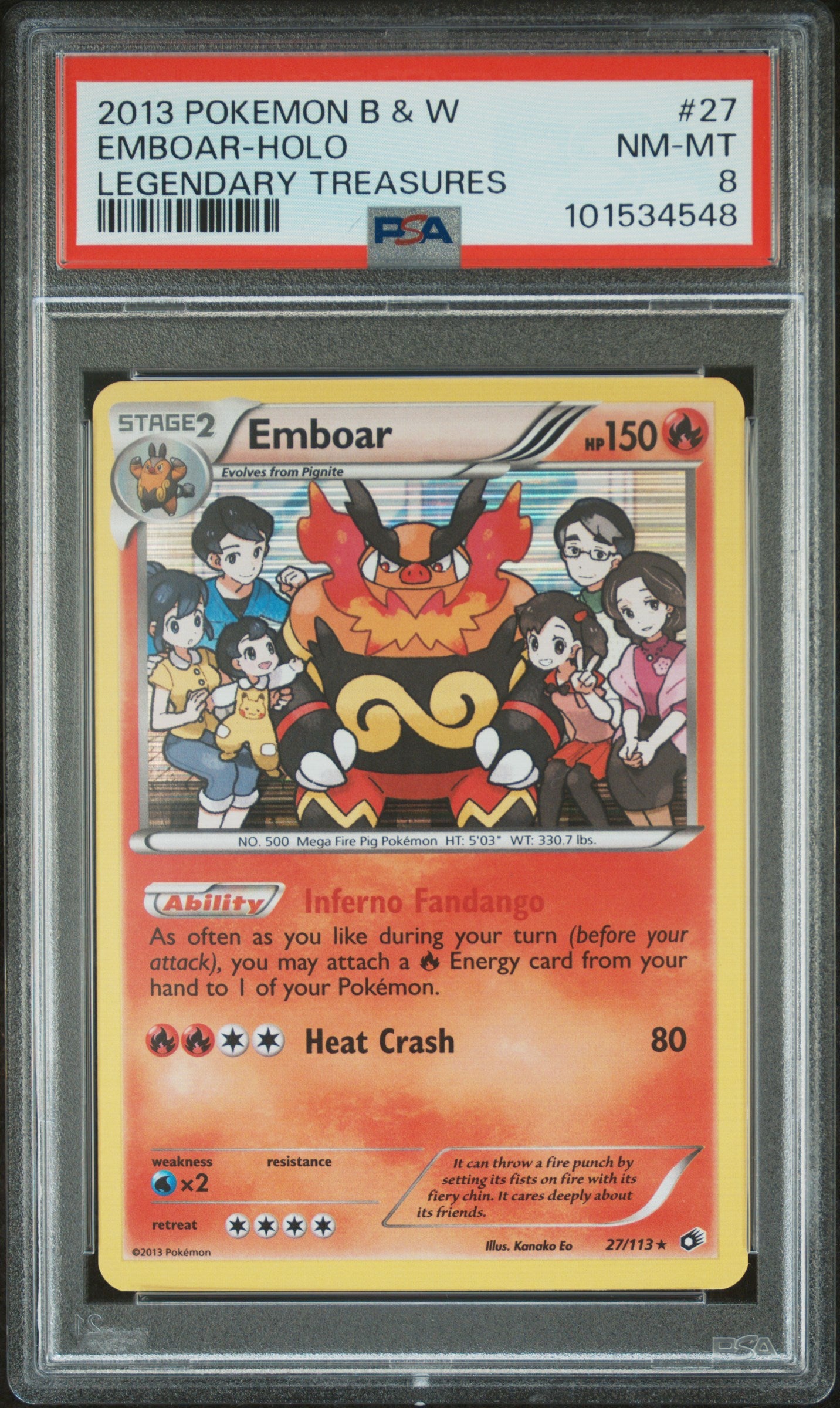 Emboar #27 Legendary Treasures Holo Rare Holofoil PSA 8
