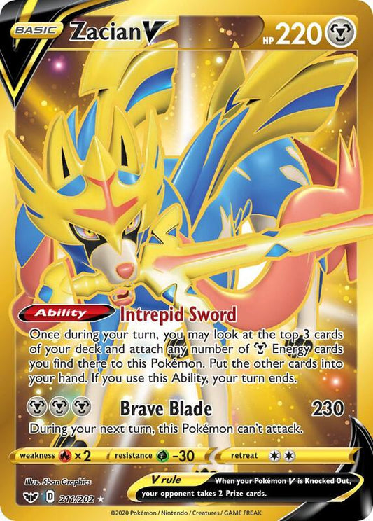 Zacian V (Secret) - Sword & Shield Base Set #211/202 (Near Mint)