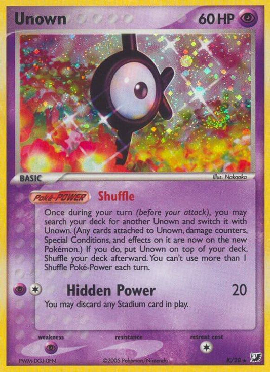 Unown (K) EX Unseen Forces Pokemon Card