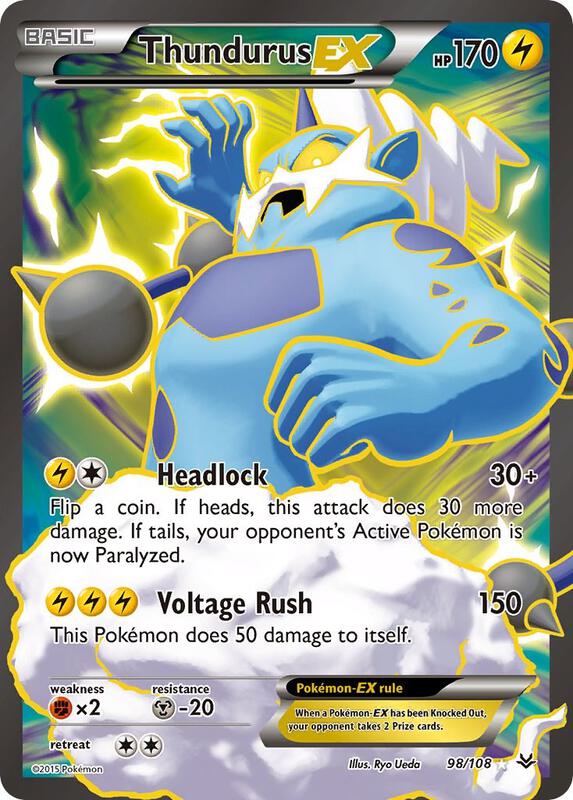 Thundurus EX (98 Full Art) Roaring Skies Pokemon Card