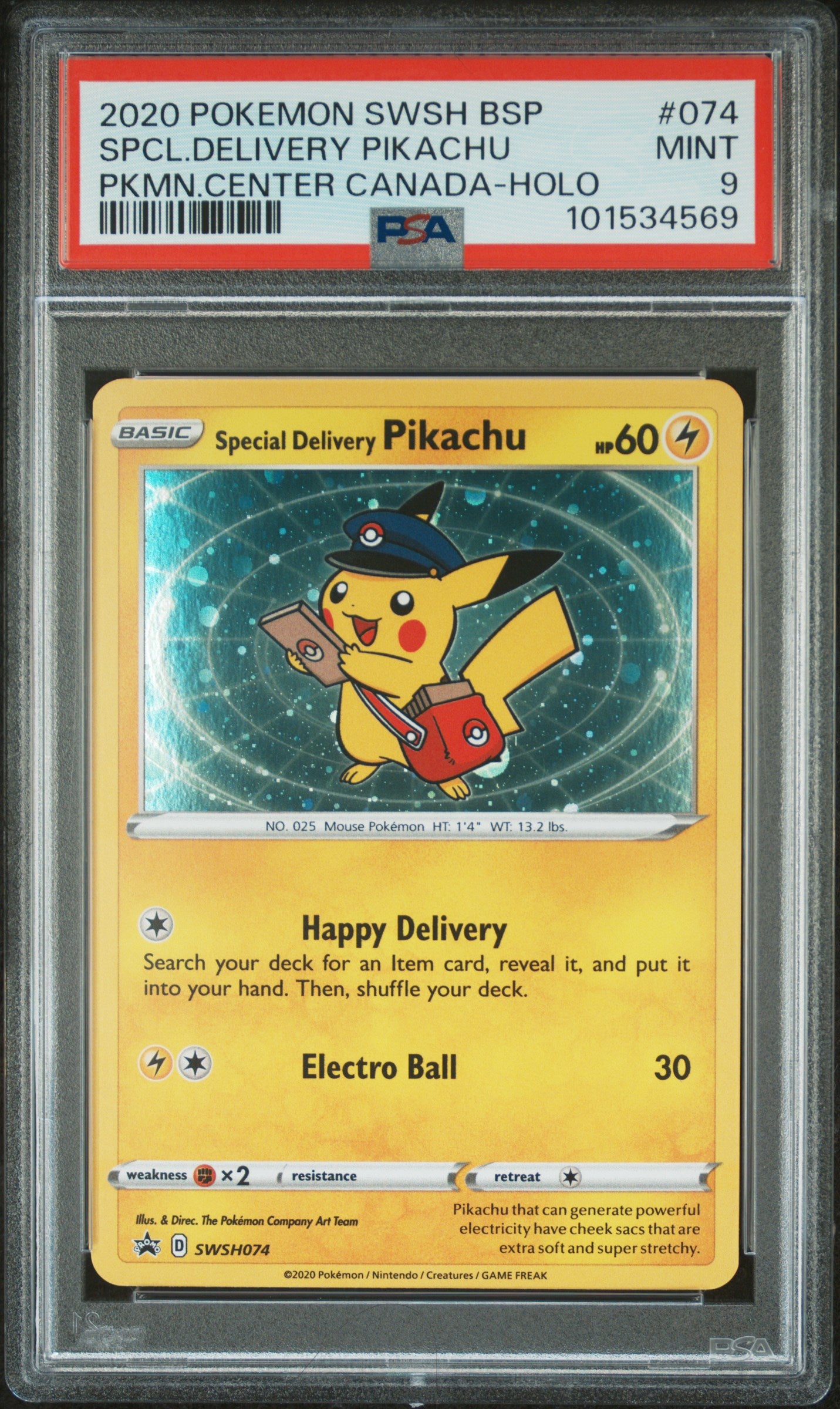 Special Delivery Pikachu #SWSH074 Sword & Shield Promo Promo Holofoil PSA 9