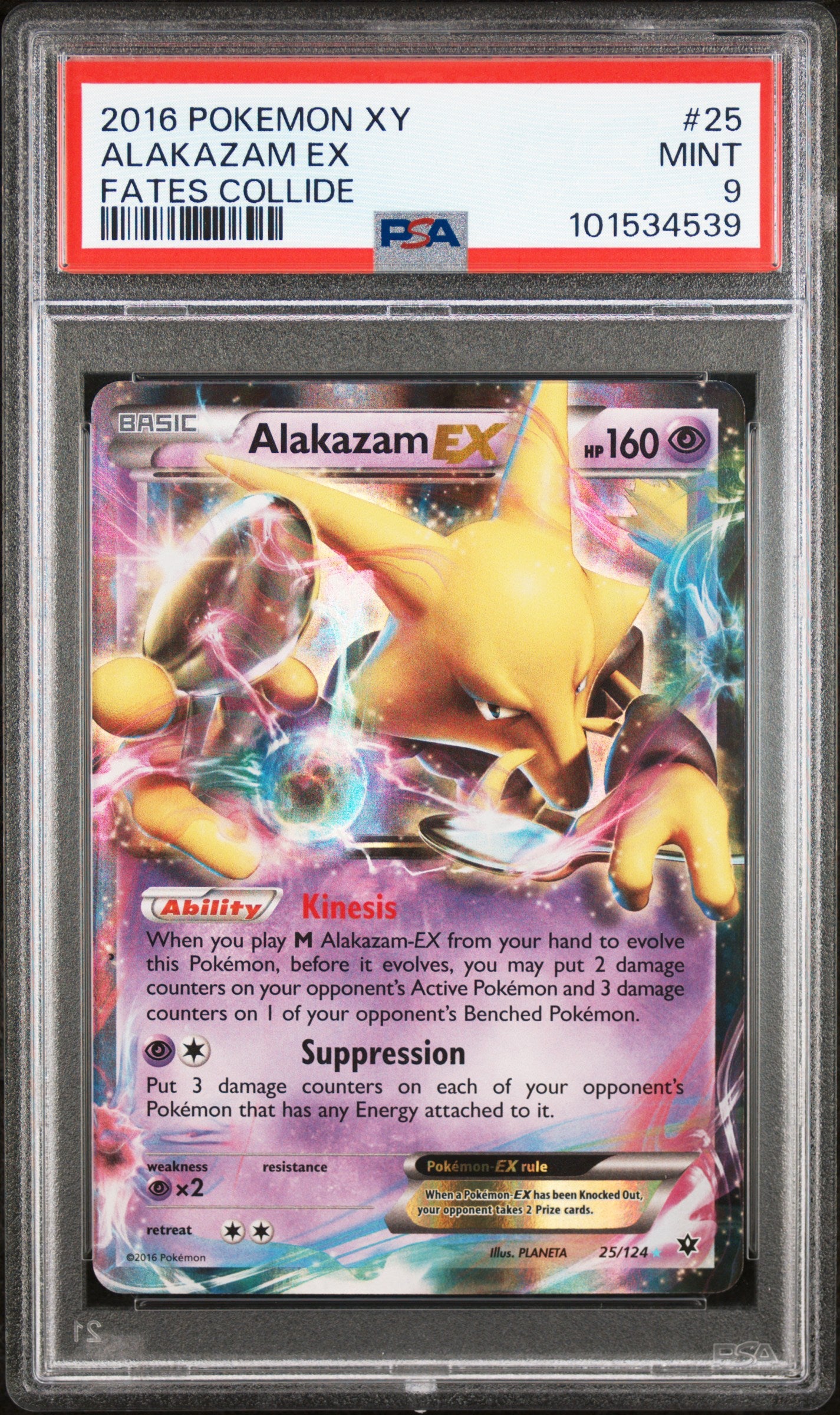 Alakazam EX 25 XY Fates Collide Holofoil PSA 9