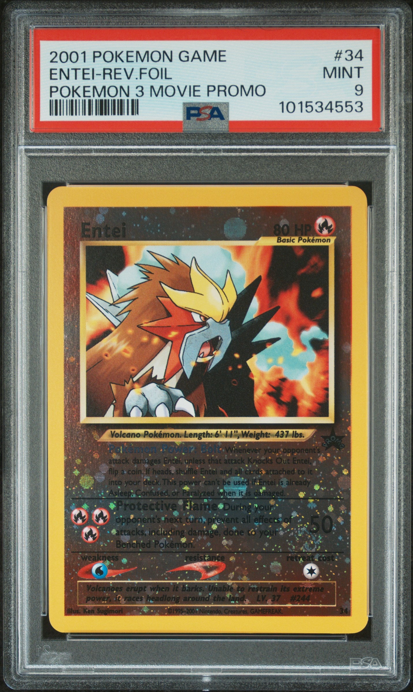 Entei #34/53 WoTC Promo Reverse Holofoil PSA 9