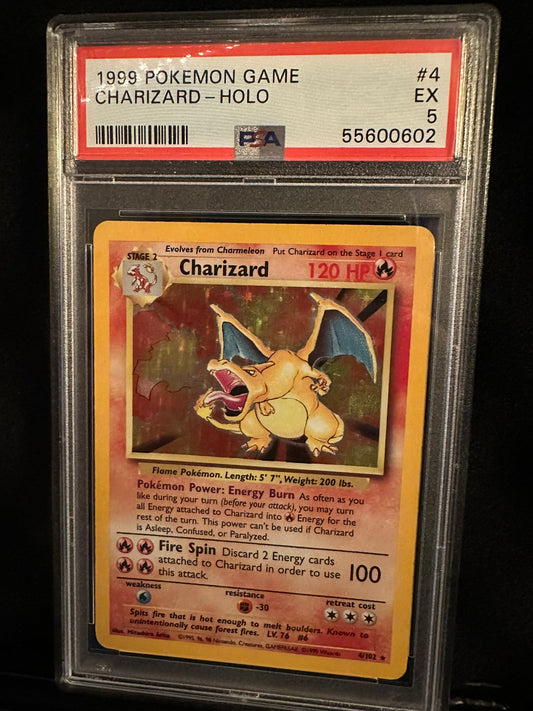 Charizard #4 Base Set (Unlimited) Holo Rare Holofoil PSA 5