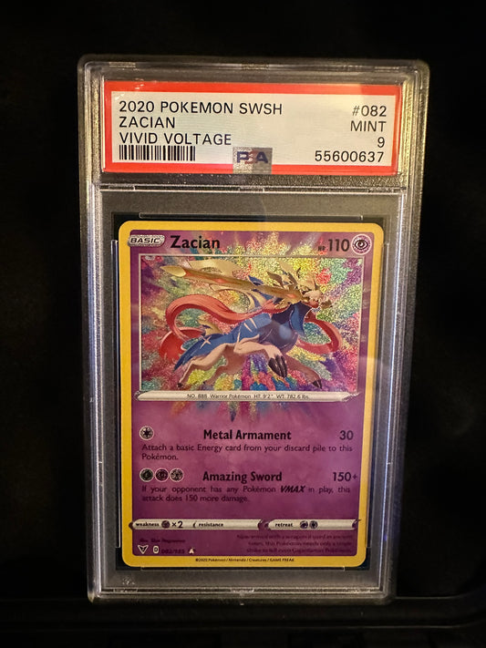 Zacian #082/185 Vivid Voltage Amazing Rare Holofoil PSA 9
