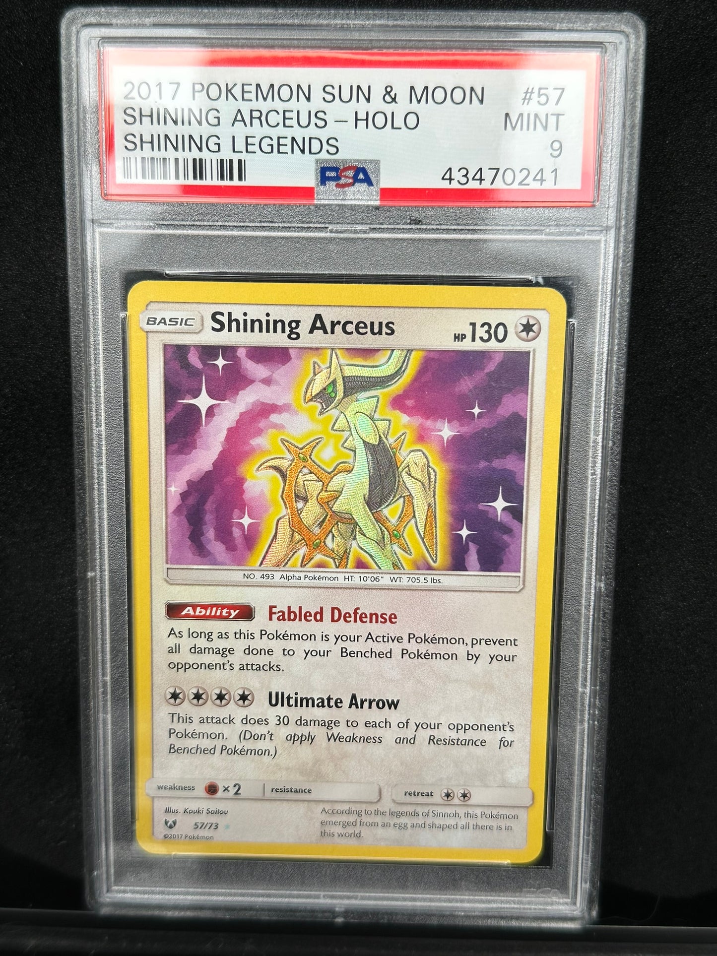 Shining Arceus #57 Shining Legends Shiny Holo Rare Holofoil PSA 9