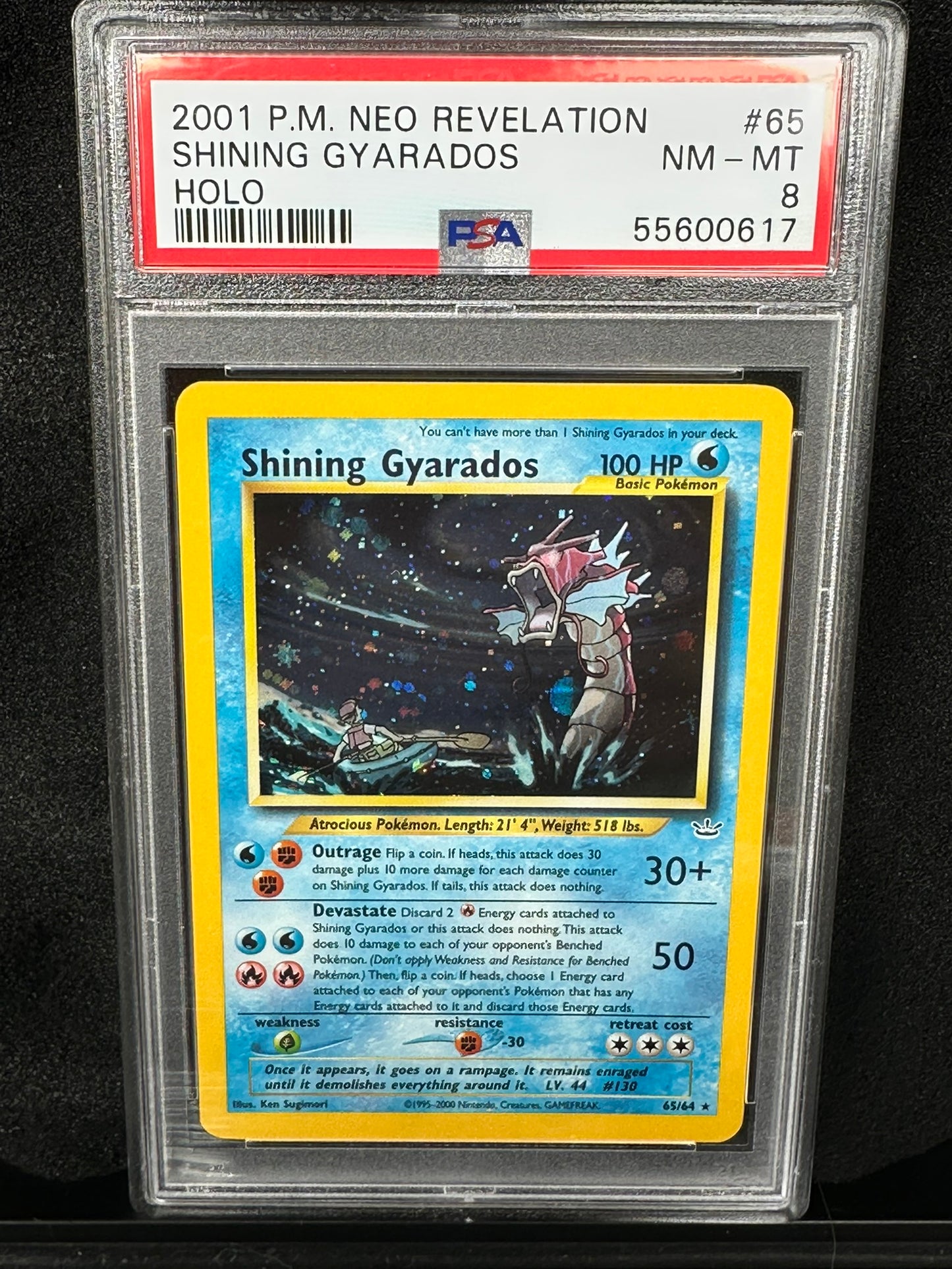 Shining Gyarados #65 Neo Revelation Secret Rare Unlimited Holofoil PSA 8