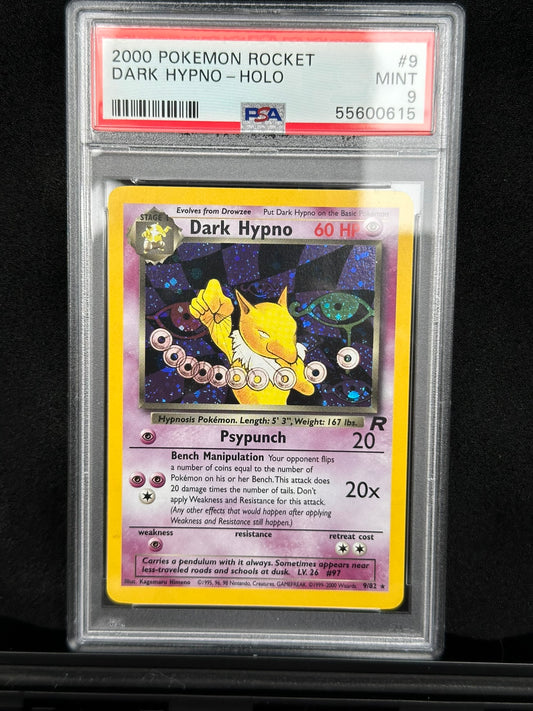 Dark Hypno #9 Team Rocket Holo Rare Unlimited Holofoil PSA 9