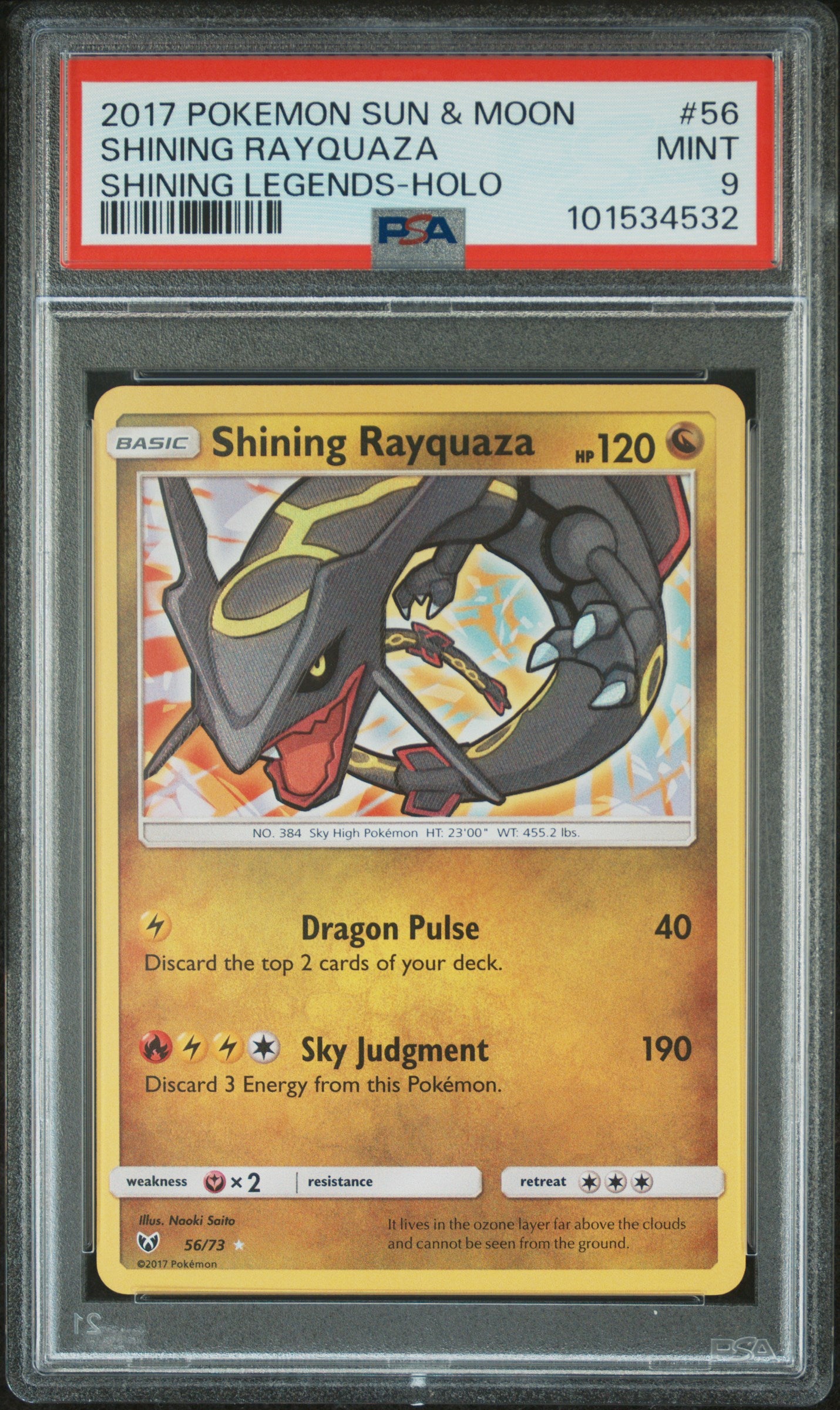 Shining Rayquaza #56 Shining Legends Shiny Holo Rare Holofoil PSA 9