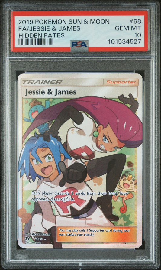 Jessie & James (Full Art) #68/68 Hidden Fates Ultra Rare Holofoil PSA 10