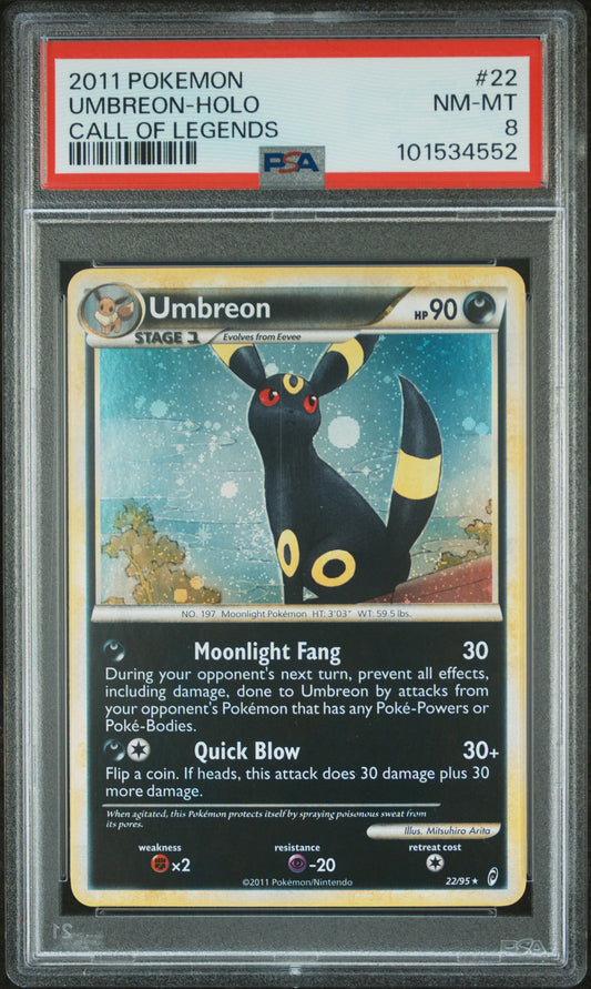 Umbreon #22 Call of Legends Holo Rare Holofoil PSA 8