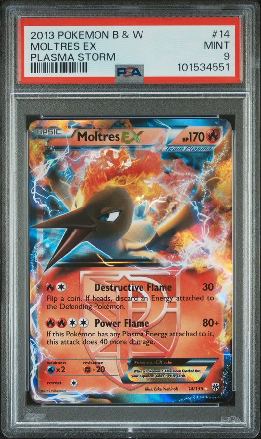 Moltres EX (Team Plasma) #14 Plasma Storm Ultra Rare Holofoil PSA 9