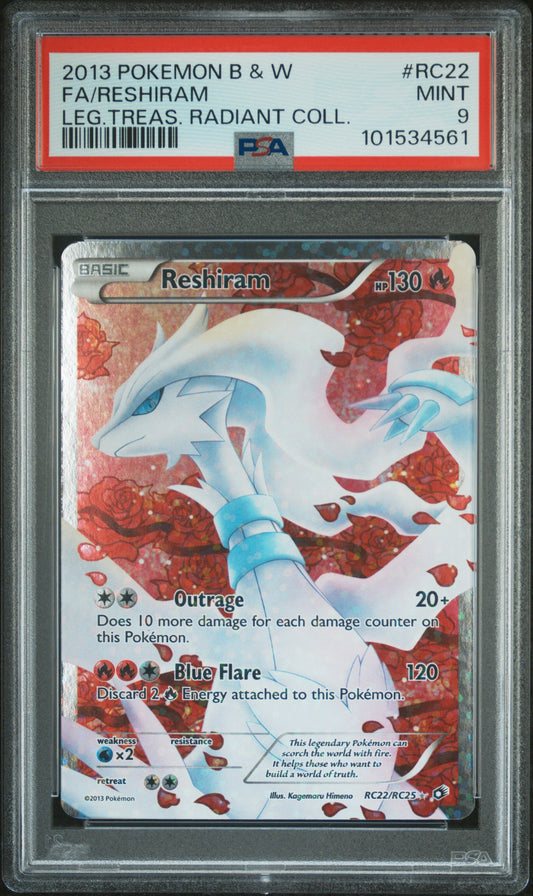 Reshiram (Full Art) #RC22 Legendary Treasures: Radiant Collections Ultra Rare Holofoil PSA 9